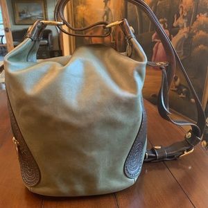 Lg Marino Orlandi Green Italian Leather Bucket Bag